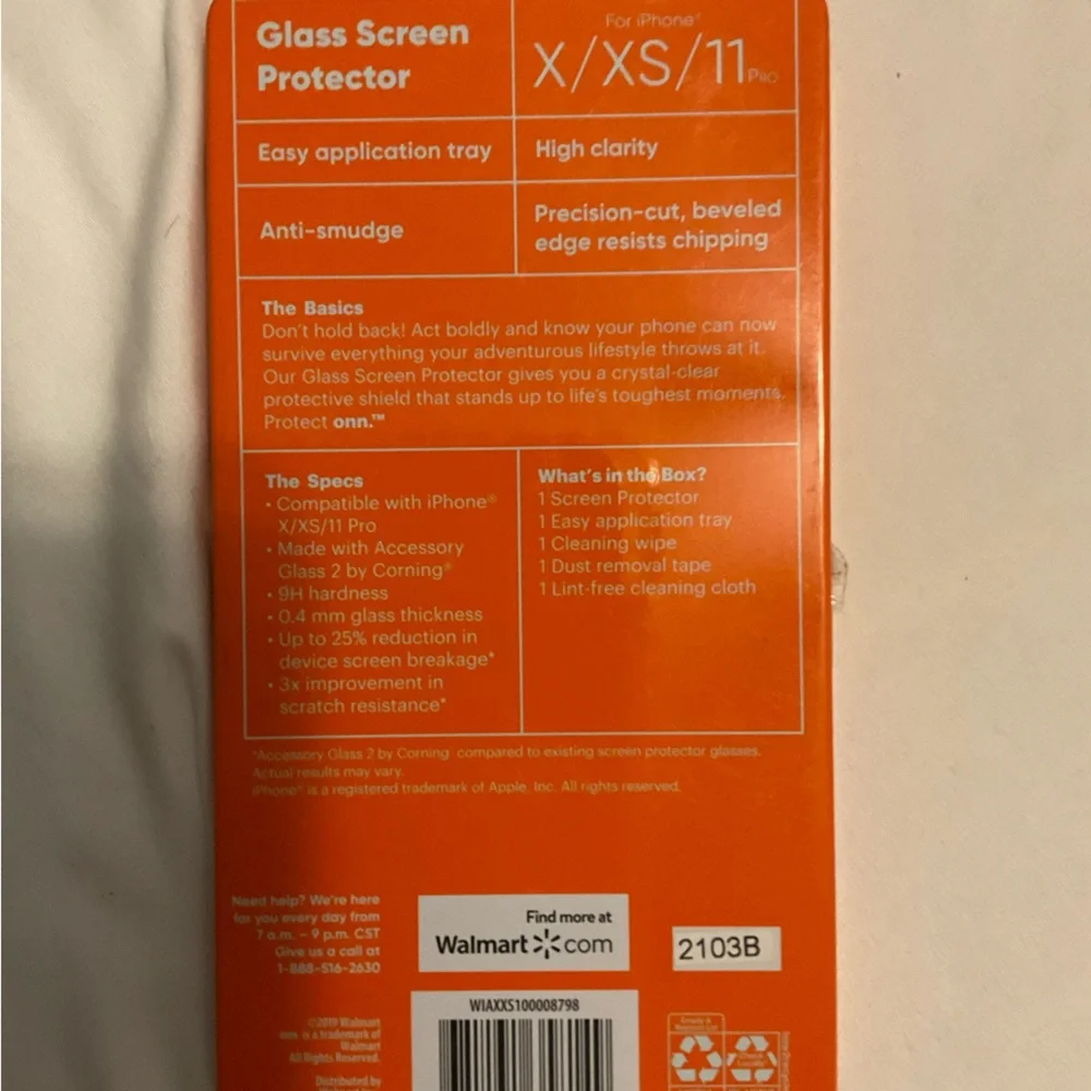 Glass Screen Protector & Multiple Charging Cords for iPhone X/XS/11 Pro -